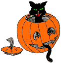 GIF animado (22828) Calabaza halloween gato negro