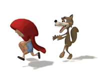 GIF animado (16953) Caperucita roja corriendo lobo