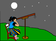 GIF animado (21561) Chica mirando telescopio