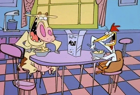 GIF animado (16924) Cow and chicken