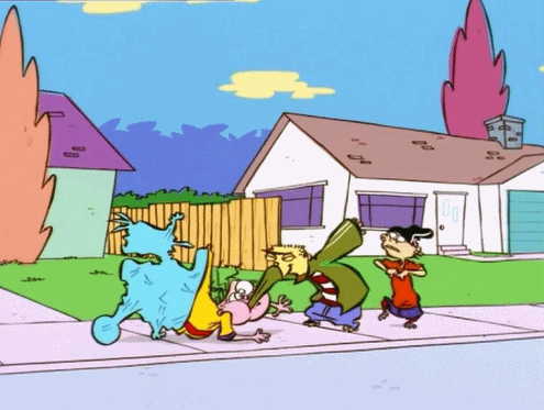 Imagen GIF de Eddy comiendose a kevin animado