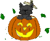 GIF animado (22837) Gato negro calabaza halloween