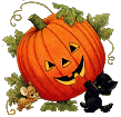 GIF animado (22838) Gato negro calabaza halloween