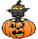GIF animado (22841) Gato negro calabaza halloween
