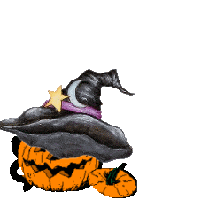 GIF animado (22844) Gato negro calabaza halloween