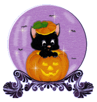 GIF animado (23615) Gato negro halloween