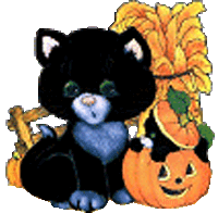 GIF animado (23619) Gato negro halloween