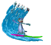 GIF animado (16605) Gecko surfeando