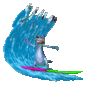 GIF animado (16605) Gecko surfeando