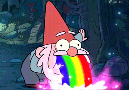 GIF animado (22175) Gnomo vomitando arcoiris