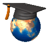 GIF animado (22592) Gorro de graduado en la bola del mundo