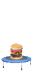 GIF animado (16120) Hamburguesa en una cama elastica