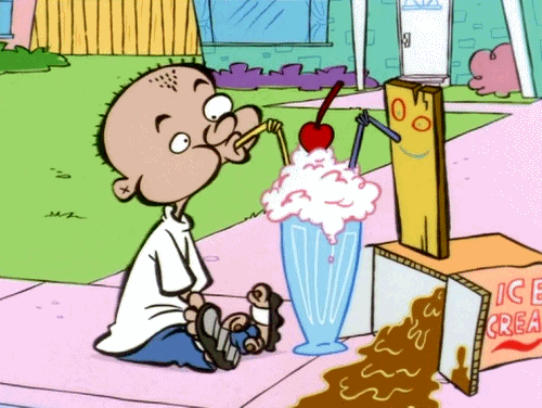 Imagen GIF de Jonny y tabla tomando un helado animado