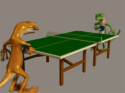 GIF animado (16409) Lagartos jugando ping pong