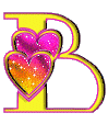 GIF animado (26588) Letra b amarilla corazones