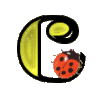 GIF animado (25586) Letra c amarilla con mariquita