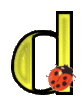 GIF animado (25588) Letra d amarilla con mariquita