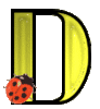 GIF animado (25589) Letra d amarilla mayuscula mariquita