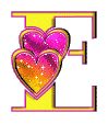GIF animado (26591) Letra e amarilla corazones