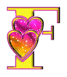 GIF animado (26592) Letra f amarilla corazones
