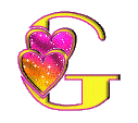 GIF animado (26593) Letra g amarilla corazones