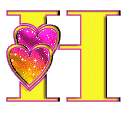 GIF animado (26594) Letra h amarilla corazones