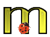 GIF animado (25606) Letra m amarilla con mariquita