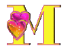 GIF animado (26599) Letra m amarilla corazones