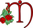 GIF animado (27297) Letra m romantica rosas rojas