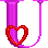 GIF animado (27354) Letra mayuscula u rosa corazon