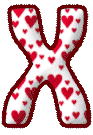Imagen GIF de Letra mayuscula x corazoncitos colores animado