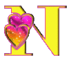 GIF animado (26600) Letra n amarilla corazones