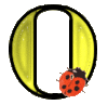 GIF animado (25611) Letra o amarilla mayuscula mariquita