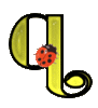 GIF animado (25614) Letra q amarilla con mariquita