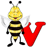 GIF animado (28611) Letra v abeja