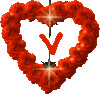 GIF animado (26882) Letra v corazon flores