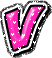 GIF animado (26556) Letra v corazoncitos rosas
