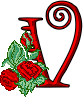GIF animado (27306) Letra v romantica rosas rojas