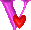 GIF animado (27368) Letra v rosa corazon