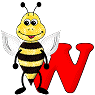 GIF animado (28612) Letra w abeja