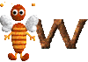 GIF animado (28702) Letra w abejita
