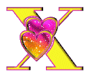 GIF animado (26610) Letra x amarilla corazones
