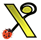 GIF animado (25629) Letra x amarilla mayuscula mariquita