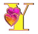 GIF animado (26611) Letra y amarilla corazones