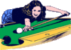 GIF animado (15418) Mujer jugando billar