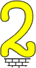 GIF animado (25519) Numero 2 amarillo divertido