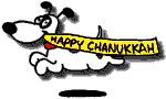 GIF animado (22632) Perro corriendo diciendo feliz hanukkah