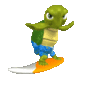 GIF animado (16631) Tortuga surfeando