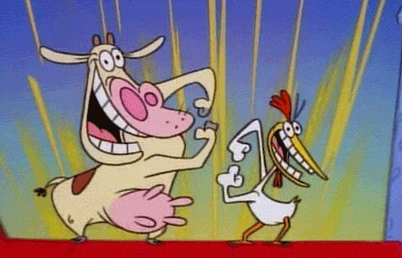 GIF animado (16930) Vaca y pollo