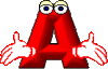 GIF animado (44318) Letra a roja manos